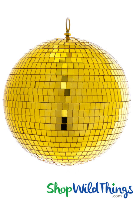 Gold Mirrored Disco Ball 16" Real Glass ShopWildThings