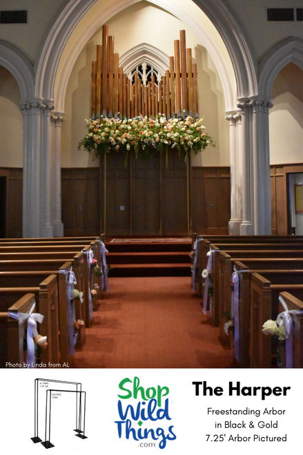 Create gorgeous installations with “The Harper” by ShopWildThing.com Sturdy. An easy to assemble and available in 2 sizes in black or gold finish freestanding arbor. Just one of dozens of arches and gazebos available at ShopWildThings.com