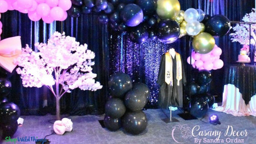 Celebrate in Style with "The Harper"! This memorable graduation party backdrop is created with "The Harper" arbor by ShopWildThings.com! This black square structure adds instant sophistication and provides the perfect base for balloons and other celebratory decor.
Graduation Party Decor and Photo Backdrop Ideas