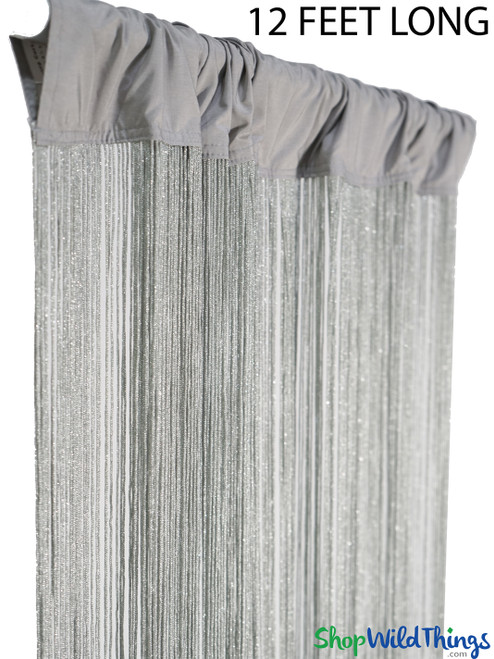 Tenda A Fili Con Nastri Argentati 94x193 Cm – Divisorio Per Ambienti, Decorazione Per Feste E Matrimoni, Viola