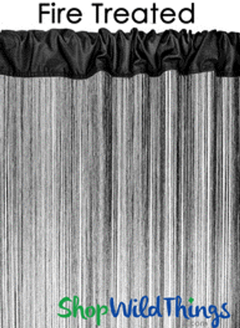Black String Curtain Fringe Panel for Doors and Windows, 8' Long Fire Treated Curtain by ShopWildThings.com