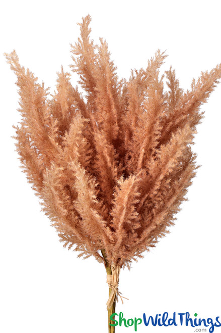 Cinnamon Nutmeg Orange Bouquet Artificial Flocked Pampas Grass Bundle 13" Nutmeg, Flower Spray | ShopWildThings.com