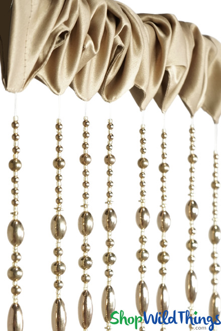 Metallic Gold Beaded Curtain for Home Fabric Rod Pocket Top