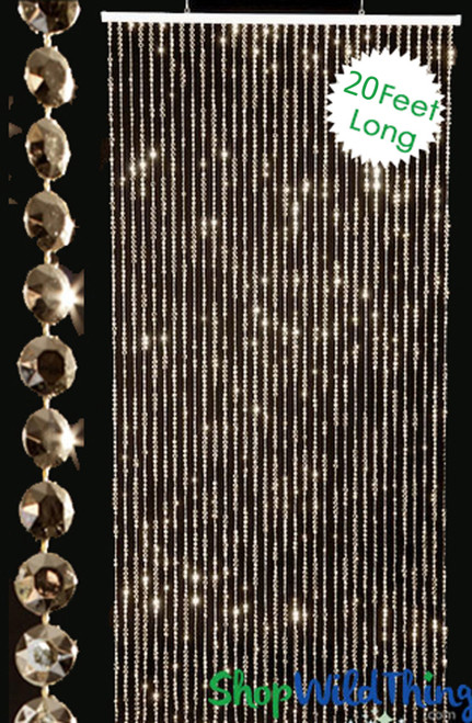 20 Foot Long Metallic Gold Diamonds Beaded Curtain Backdrop | ShopWildThings.com