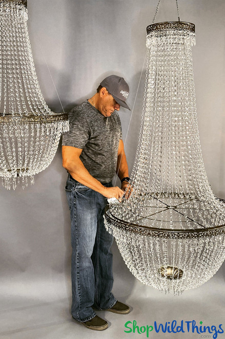 Man-Sized Crystal Beaded Chandeliers that Collapse Flat for Storage ShopWildThings.com