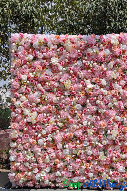 Premium 8' x 8' Pink, Peach and White Flower Backdrop Wall 8x8