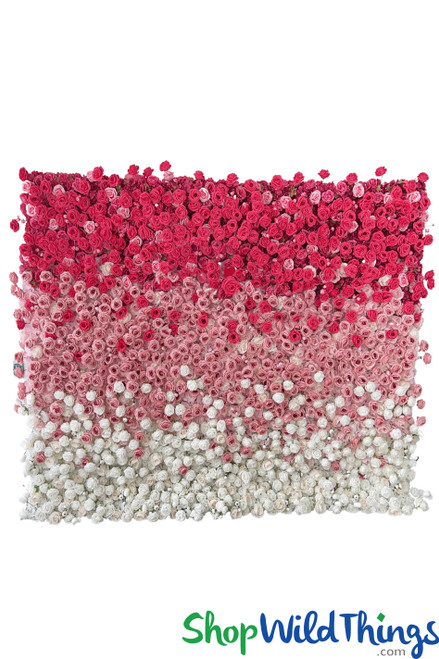 Super Full Fuchsia to White Ombre Fabric Backed Flower Wall at ShopWildThings