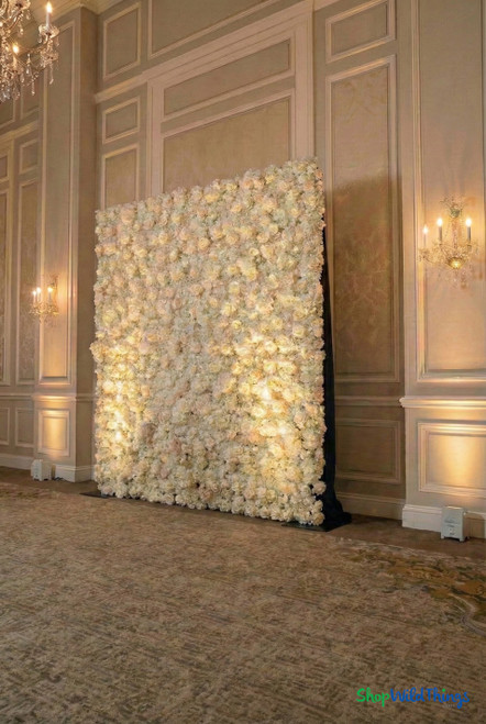 Impressive Off-White Rose & Peony Super Premium Fabric Backed 8x8 Flower Wall ShopWildThings