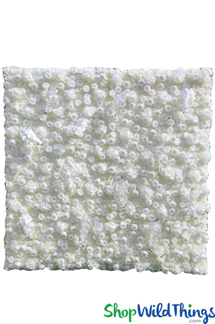 Elegant Cream & White Rose, Peony, Hydrangea and Orchid Super Premium Fabric Backed 8x8 Flower Wall ShopWildThings