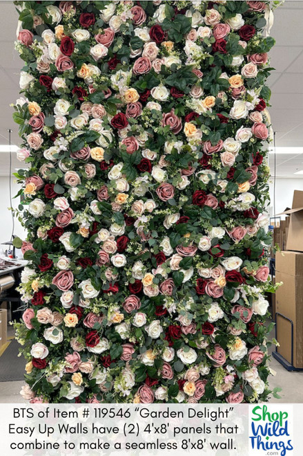 BTS of Item # 119546 “Garden Delight”
Easy Up Walls have (2) 4'x8' panels that combine to make a seamless 8'x8' wall by ShopWildThings.com