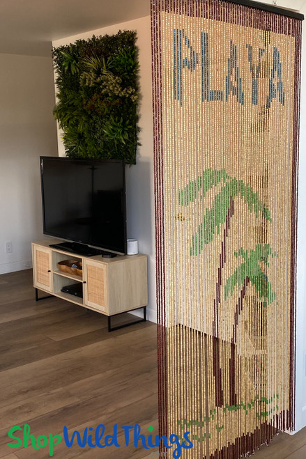 Playa Beach Palm Tree Wood Door Beads Curtain ShopWildThings