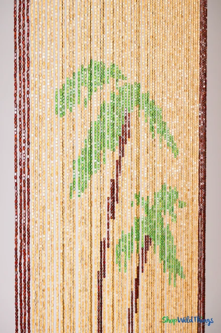 Playa Beach Palm Tree Wood Door Beads Curtain ShopWildThings