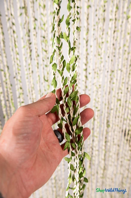 Tiny Leaves handmade silk strands on a string curtain ShopWildThings doorway curtain