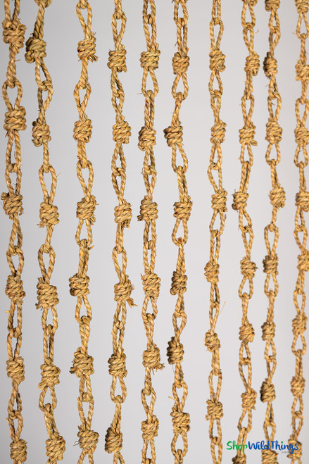 Handcrafted Jute Rope Curtain with 18 knotted natural jute strands and light wood headrail, 35.5" wide x 78" long – ShopWildThings.com