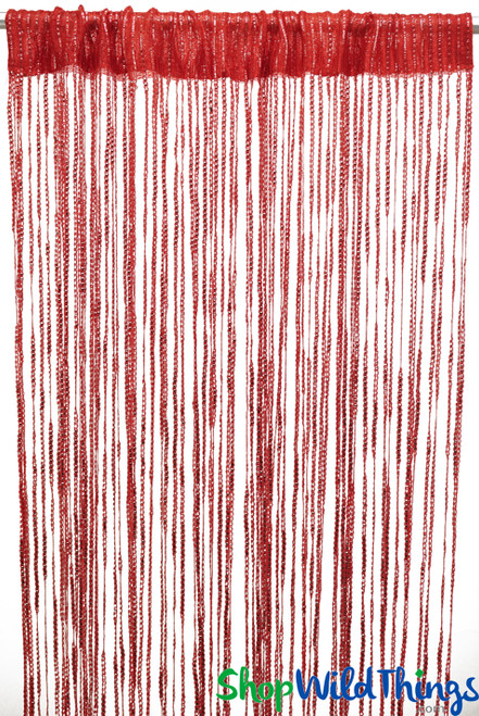 Red Sparkle String Curtain Fringe Panel for Doors and Windows by ShopWildThings.com