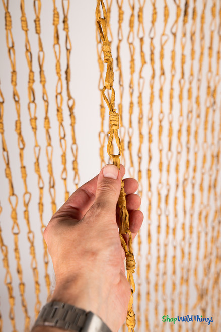 Brown Natural Straw Paper Hand-Tied Doorway Window Curtain - Strands of Natural Loops ShopWildThings.com