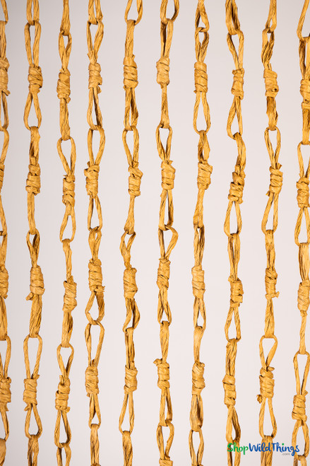 Brown Natural Straw Paper Hand-Tied Doorway Window Curtain - Strands of Natural Loops ShopWildThings.com