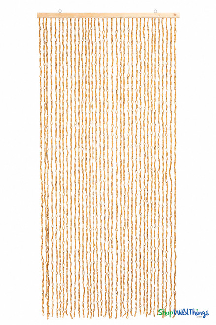 Brown Natural Straw Paper Hand-Tied Doorway Window Curtain - Strands of Natural Loops ShopWildThings.com