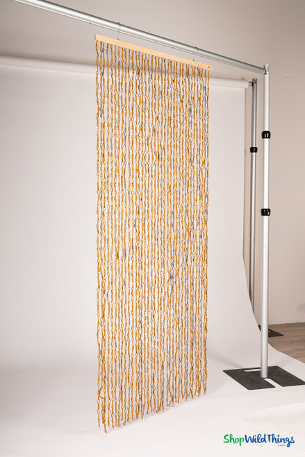 Brown Natural Straw Paper Hand-Tied Doorway Window Curtain - Strands of Natural Loops ShopWildThings.com