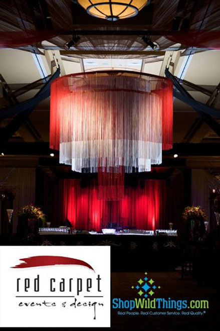 ShopWildThings.com Custom Hanging Columns Made From Red String Fringe Curtains, Unique Event Decor