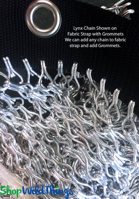 Metal Chain Curtain with Fabric Strap Top and Grommets