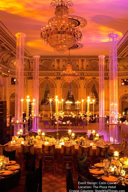 A Huge Ballroom at The Plaza Hotel Featuring Diamonds Crystal Sparkling Crystal Columns by ShopWildThings.com