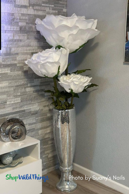 It's amazing what a trio of Jumbo Oversized White Roses from ShopWildThings.com can to add some magic to any space! Shop 4 sizes and 4 colors of super fun, Oversized Roses.