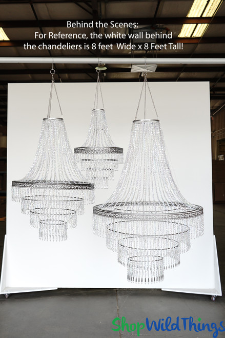 Size Comparision for Large Crystal Beaded Event Chandeliers by ShopWildThings.com