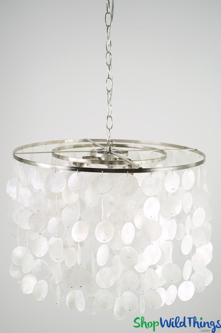ShopWildThings Large Chandelier Features Tiers of Real Capiz Shells