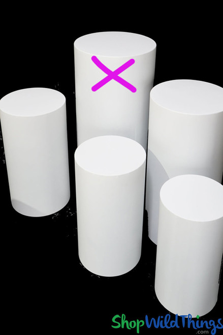 White Metal Cylinder Display Stands, Set of 4 Round Plinth Pedestal Risers ShopWildThings Event Decorations Floral Stands
