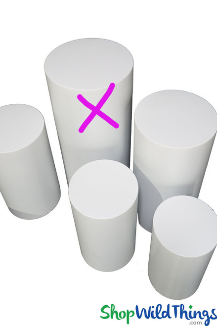 White Metal Cylinder Display Stands, Set of 4 Round Plinth Pedestal Risers ShopWildThings Event Decorations Floral Stands
