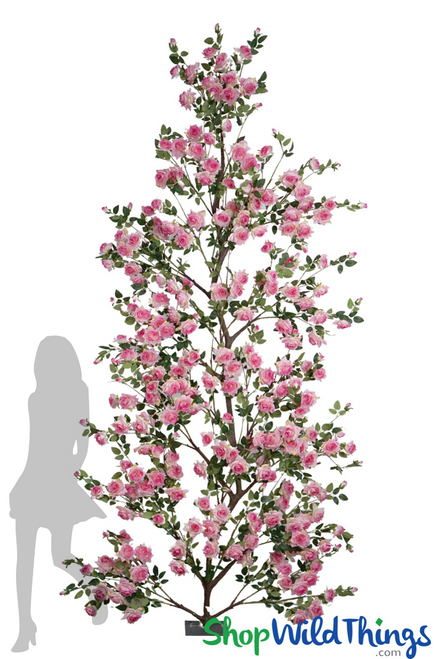 Pink Roses on Trellis 12 Feet Tall ShopWildThings Artificial Backdrop like a Tree