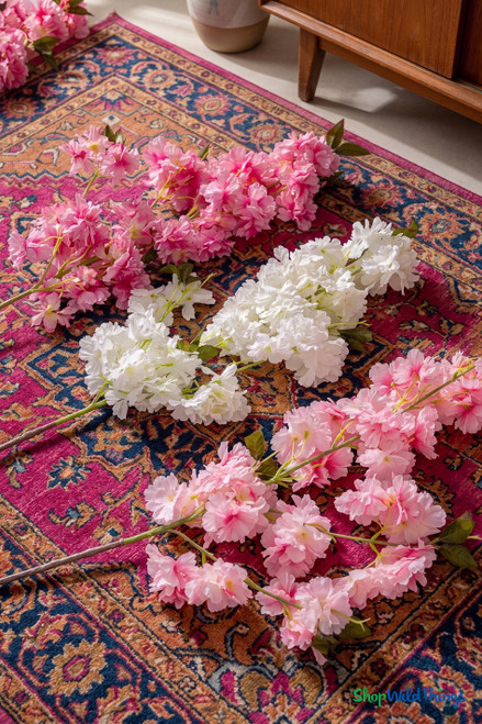 Extra Full Triple Bloom Cherry Blossom Branch -  40" Tall - Bendable - Pink