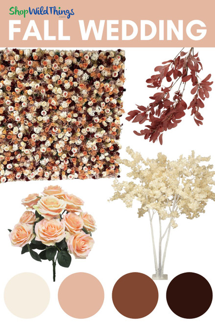 Easy Up "Bashful Burgundy" Autumn Flower Backdrop Wall in Burgundy, Peach, and Dusty Rose Pink  -  Fall Wedding Ideas and Inspiration by ShopWildThings.com