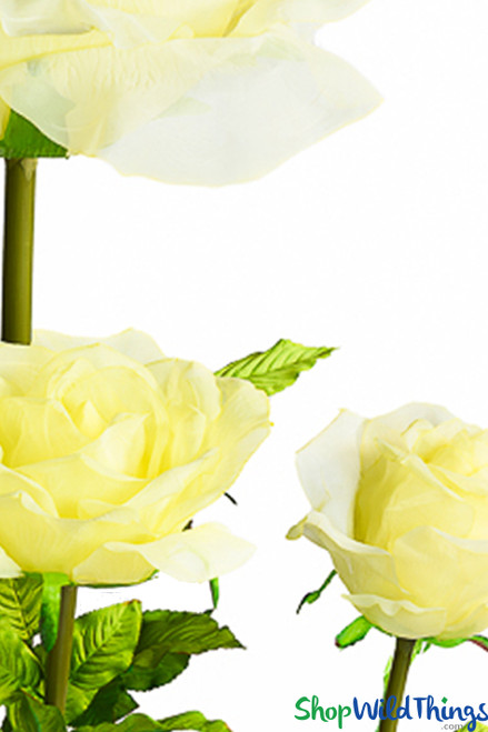 Giant Light Yellow Sheer Ethereal Voile Fabric Prop Roses for Party and Event Decorating by ShopWildThings.com