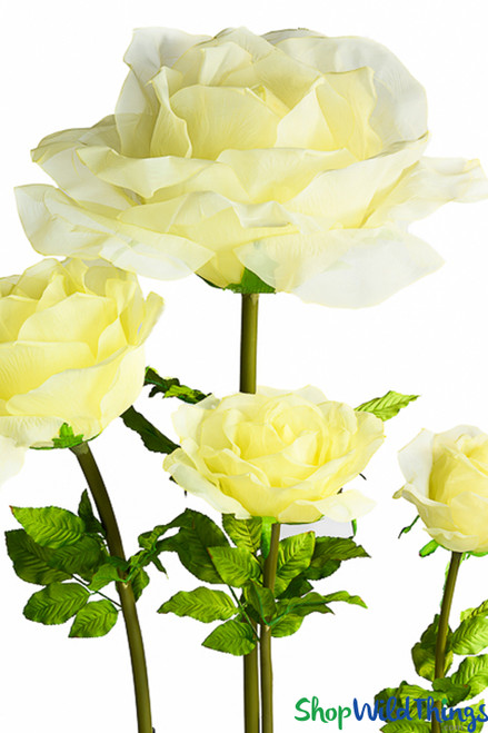 Giant Light Yellow Sheer Ethereal Voile Fabric Prop Roses for Party and Event Decorating by ShopWildThings.com