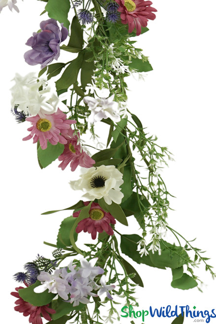 Flexible Faux Mixed Flowers Garland Vine in Pink, Purple and White  - ShopWildThings.com