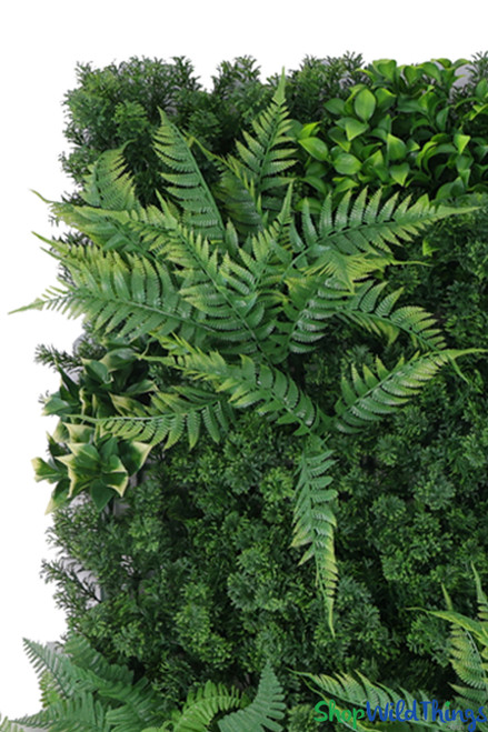 Abundant Flora and Mixed Green Plants UV Rated Greenery Wall 40"x40" ShopWildThings.com