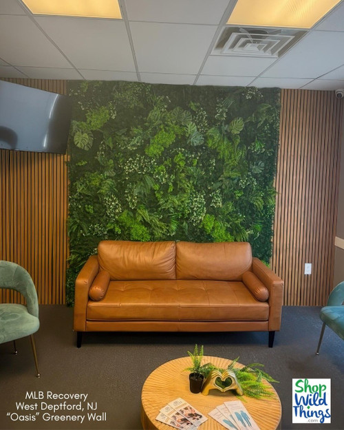 Artificial Greenery Wall for Waiting Room Decor | Oasis Panel by ShopWildThings
Transform a waiting room or commercial interior with the Oasis Greenery Wall Panel from ShopWildThings. This 40" x 40" UV-rated artificial plant wall is made of four interlocking squares, allowing easy installation and flexible sizing. Ideal for wellness spaces, offices, or retail environments that need no-maintenance greenery with maximum impact.