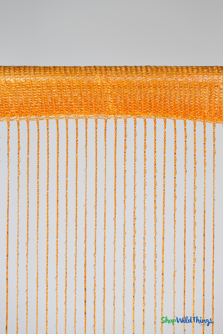 Tangerine Orange String Curtain with Metallic Thread 6.5' Long Fringe Panel for Doors and Windows by ShopWildThings.com