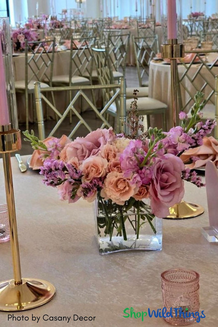 Lightweight Acrylic Cube Vases - Great for party and wedding centerpieces! Available in several sizes at ShopWildThings.com