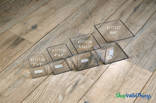 Vase - Acrylic Square Flat Base - Clear 3in x 3in x 3in - Lightweight Cube Vase by ShopWildThings.com