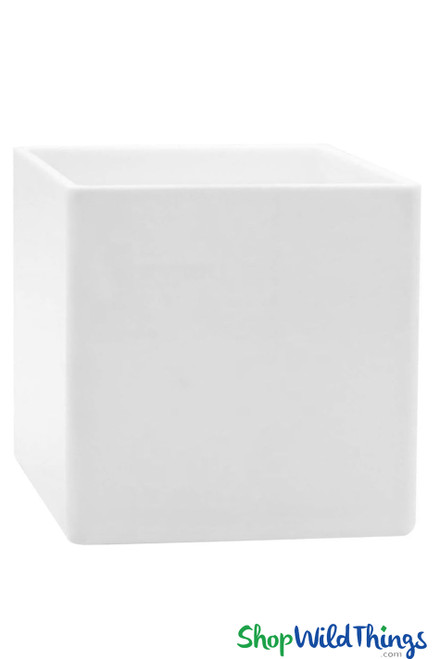Vase - Acrylic Square - White 4in x 4in x 4in - Lightweight Cube Vase by ShopWildThings.com