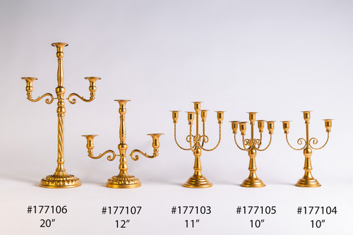 Soft Matte French Gold Centerpiece 5 Arm Candelabra 11.5" tall at ShopWildThings.com