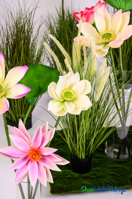 Artificial Oversized White Magnolia Flower on Bendable Stem 35" Tall by 15" Wide | ShopWildThings.com