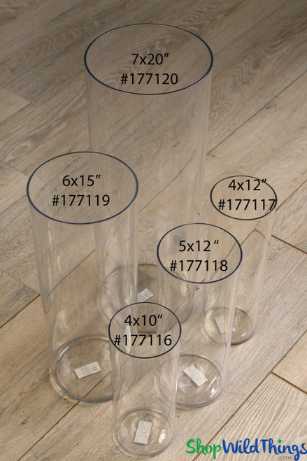 Durable 11.5" Tall by 4.5" Wide Clear Acrylic Cylinder Vase by ShopWildThings.com