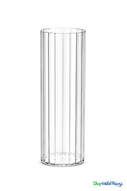 Fluted Clear Acrylic Cylinder Vase 9.5" Tall by ShopWildThings.com
