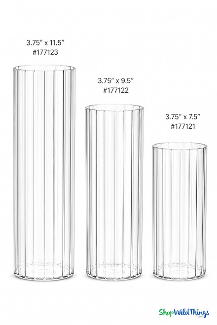 Fluted Clear Acrylic Cylinder Vase 11.5" Tall by ShopWildThings.com
