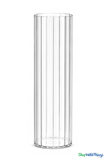 Fluted Clear Acrylic Cylinder Vase 11.5" Tall by ShopWildThings.com