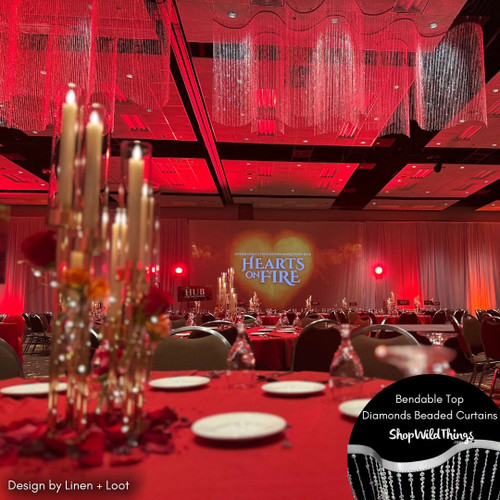 Gala Dinner Reception Sparkling Ceiling Decor
Ceiling decor is taking luxury events to the next level in 2025. This stunning design features Diamonds Beaded Curtains with Bendable Rods from ShopWildThings, creating a dramatic, high-impact look perfect for weddings, galas, and upscale events.
Drape them, bend them, or layer them—these beaded curtains add height, texture, and elegance to any space.
Get inspired and shop the look at ShopWildThings.com.